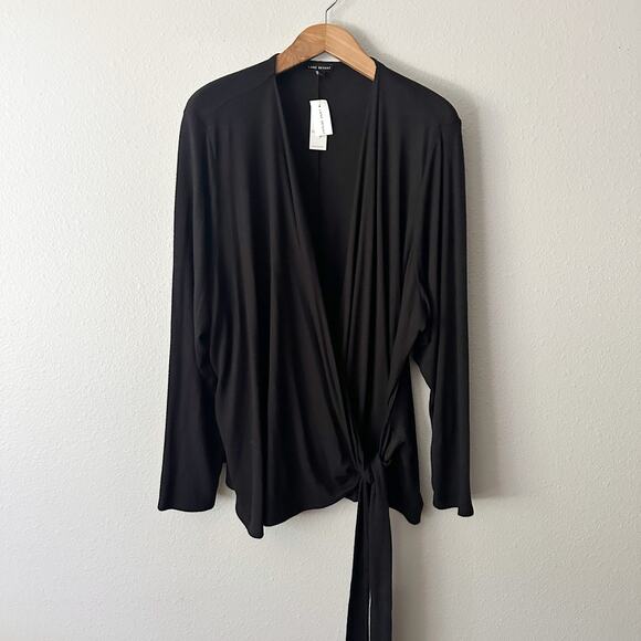 Lane Bryant Black Faux Wrap Pull Over Side Tie Sweater Plus Size 30/32 New - Picture 1 of 14